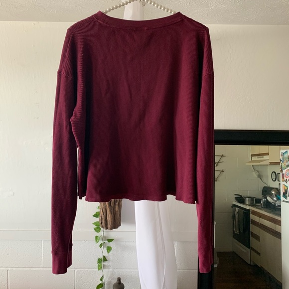 PINK Maroon Oversized Crop Top Thermal - Picture 5 of 6